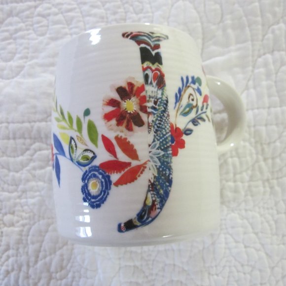 Anthropologie Starla Halfmann Floral Monogram Letter "J" - Picture 1 of 4